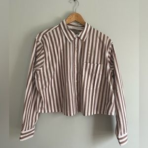 Everlane Way Short Shirt M Espresso White